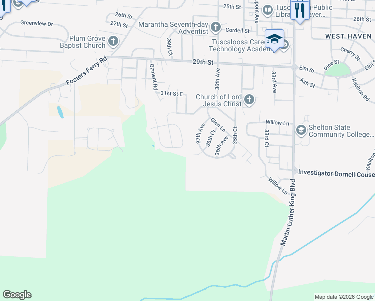 map of restaurants, bars, coffee shops, grocery stores, and more near 4072 Cherrystone Circle in Tuscaloosa
