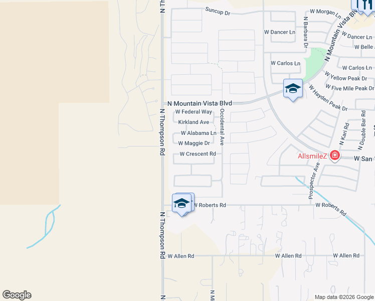 map of restaurants, bars, coffee shops, grocery stores, and more near 4542 West Crescent Road in Queen Creek