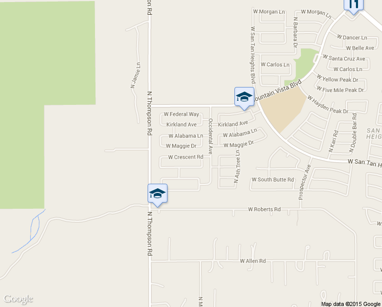 map of restaurants, bars, coffee shops, grocery stores, and more near 4406 West Crescent Road in Queen Creek