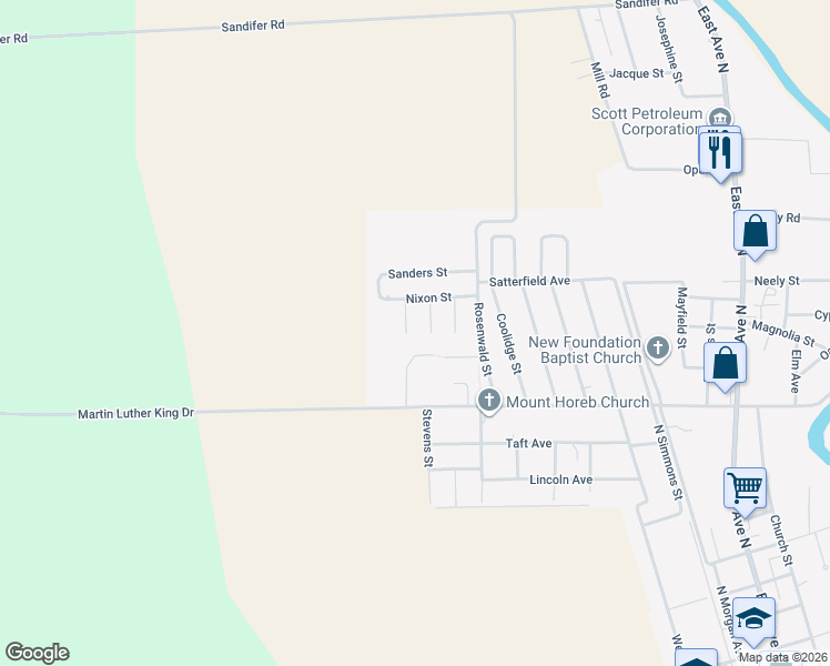 map of restaurants, bars, coffee shops, grocery stores, and more near 802 Roosevelt Street in Hollandale