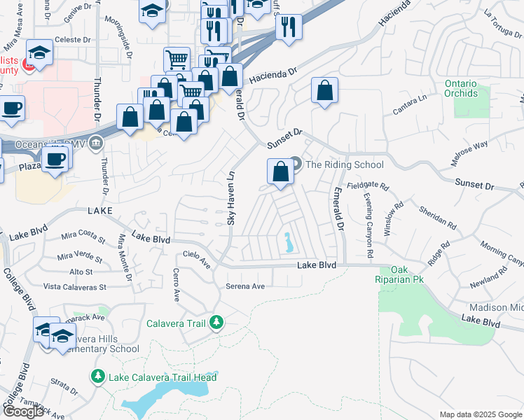 map of restaurants, bars, coffee shops, grocery stores, and more near 103 Havenview Lane in Oceanside