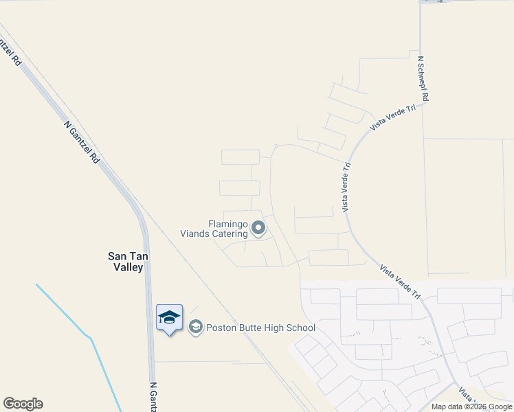 map of restaurants, bars, coffee shops, grocery stores, and more near East Roberts Road in San Tan Valley