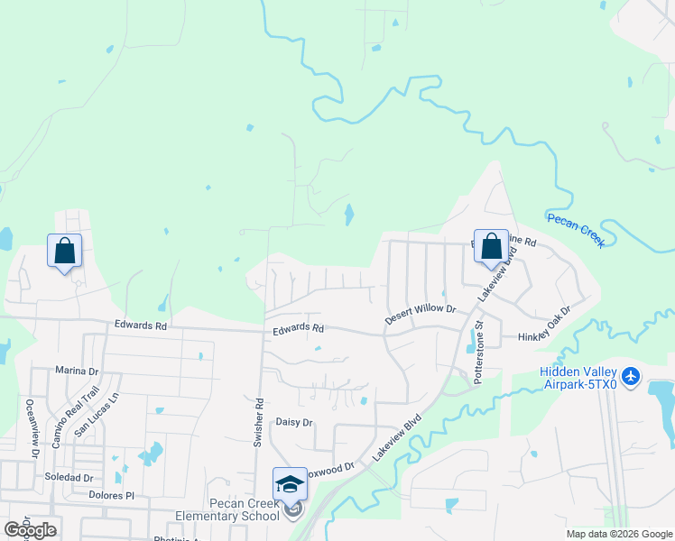 map of restaurants, bars, coffee shops, grocery stores, and more near 4006 Meadow Lane in Denton