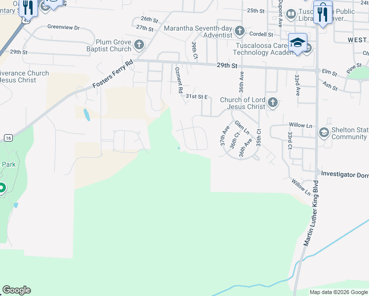 map of restaurants, bars, coffee shops, grocery stores, and more near 4144 Cherrystone Circle in Tuscaloosa