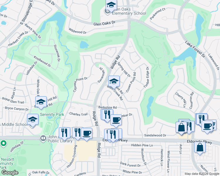 map of restaurants, bars, coffee shops, grocery stores, and more near 2004 Aberdeen Avenue in McKinney