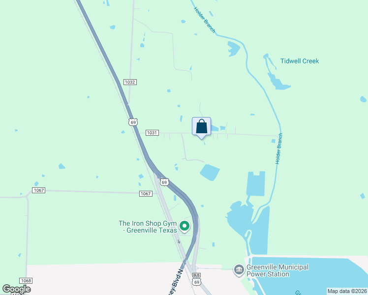 map of restaurants, bars, coffee shops, grocery stores, and more near Private Road 1174 in Hunt County