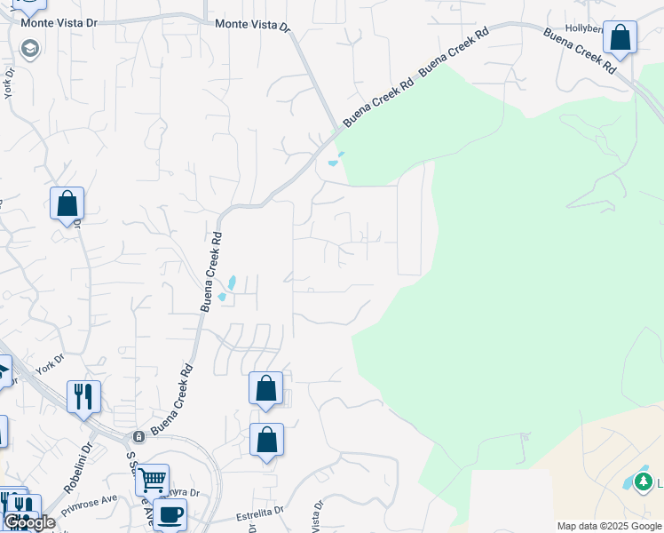 map of restaurants, bars, coffee shops, grocery stores, and more near 1660 Lone Oak Road in Vista