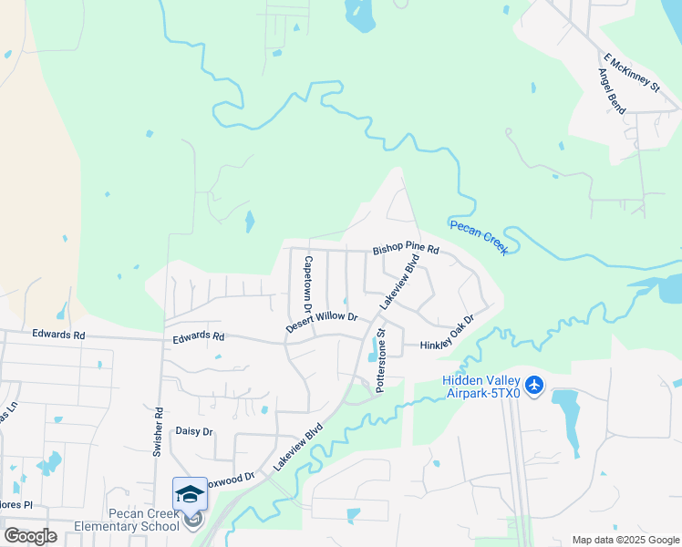 map of restaurants, bars, coffee shops, grocery stores, and more near 3313 Knoll Pines Road in Denton