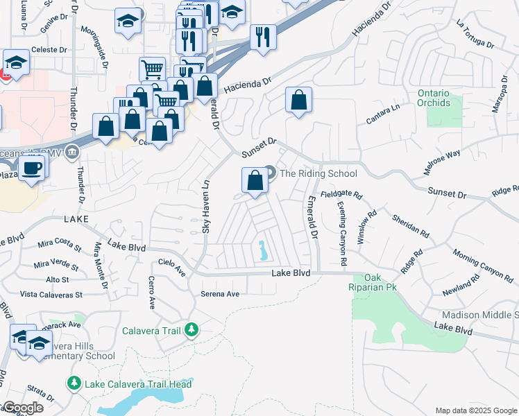 map of restaurants, bars, coffee shops, grocery stores, and more near 51 Havenview Lane in Oceanside