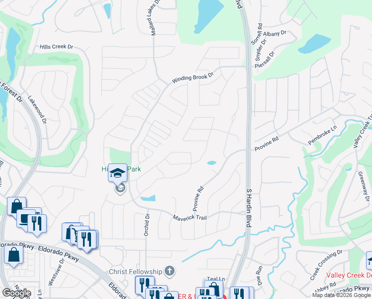 map of restaurants, bars, coffee shops, grocery stores, and more near 1912 Chessington Lane in McKinney