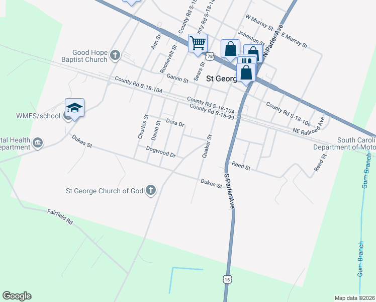 map of restaurants, bars, coffee shops, grocery stores, and more near 103 Forest Drive in Saint George