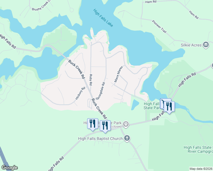 map of restaurants, bars, coffee shops, grocery stores, and more near 121 Springdale Road in Jackson