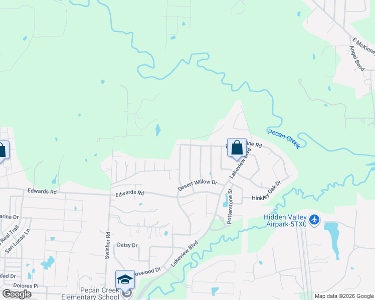 map of restaurants, bars, coffee shops, grocery stores, and more near 7205 Bishop Pine Road in Denton