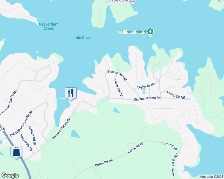 map of restaurants, bars, coffee shops, grocery stores, and more near 113 Stewart Avenue Northeast in Milledgeville