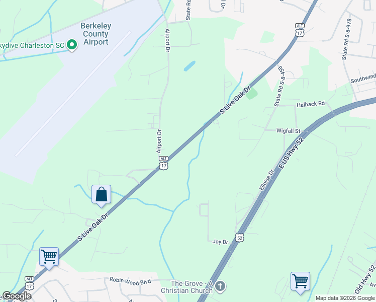 map of restaurants, bars, coffee shops, grocery stores, and more near 758 South Live Oak Drive in Moncks Corner