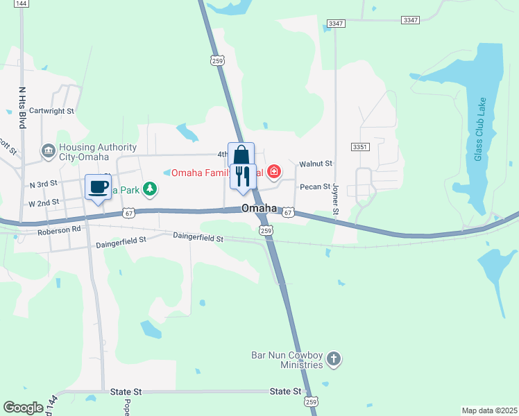 map of restaurants, bars, coffee shops, grocery stores, and more near in Omaha