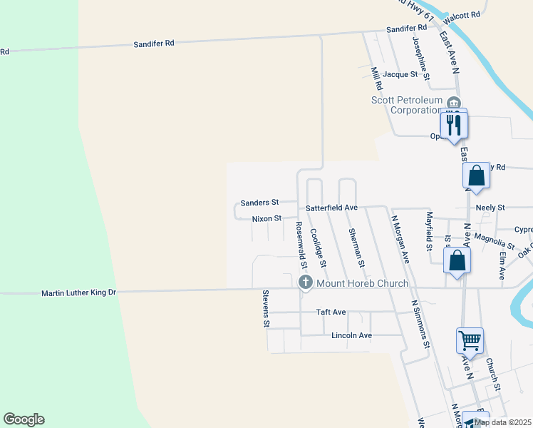 map of restaurants, bars, coffee shops, grocery stores, and more near 920 Nixon Street in Hollandale