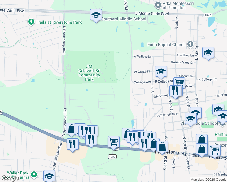 map of restaurants, bars, coffee shops, grocery stores, and more near 430 West College Avenue in Princeton