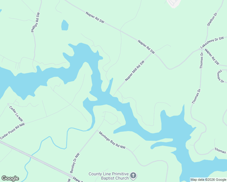 map of restaurants, bars, coffee shops, grocery stores, and more near 144 Napier Mill Road Southwest in Eatonton