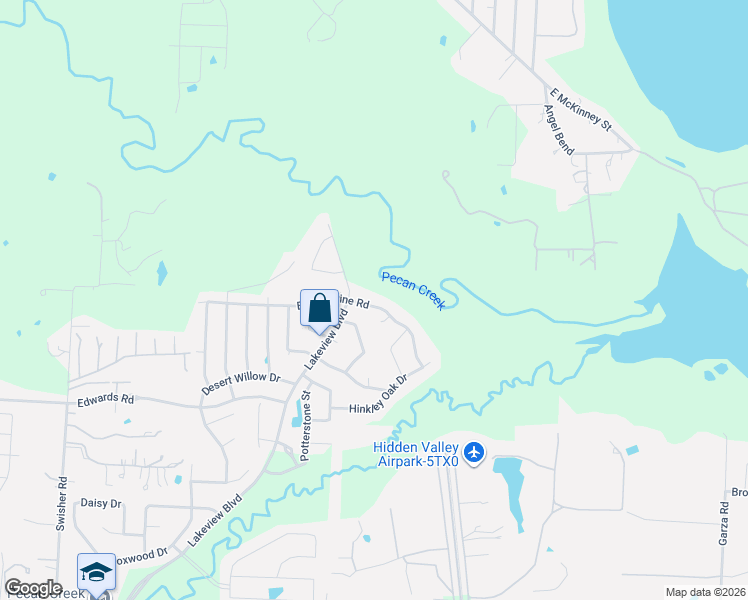 map of restaurants, bars, coffee shops, grocery stores, and more near 8017 Bishop Pine Road in Denton