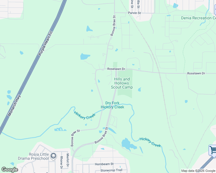 map of restaurants, bars, coffee shops, grocery stores, and more near 3989 Roselawn Drive in Denton