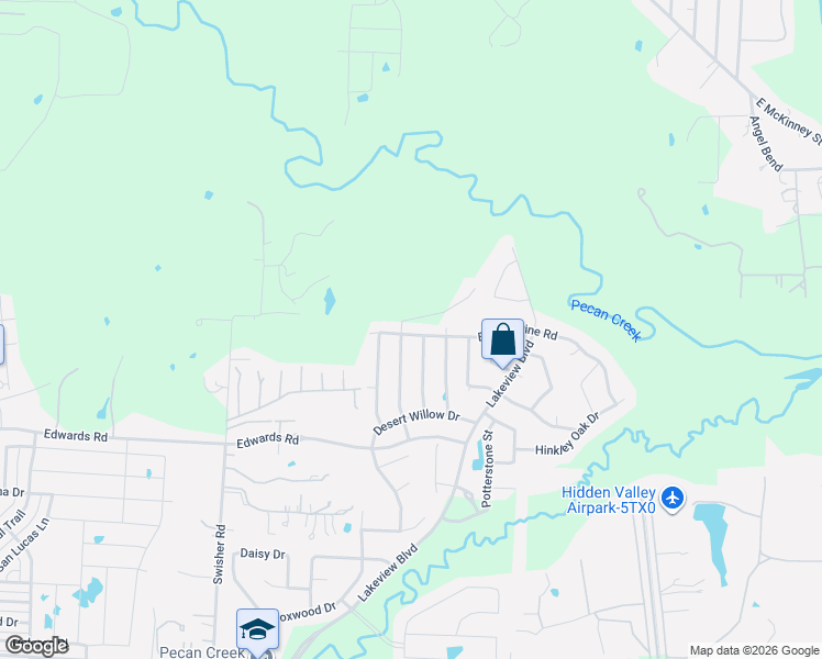 map of restaurants, bars, coffee shops, grocery stores, and more near 7205 Bishop Pine Road in Denton