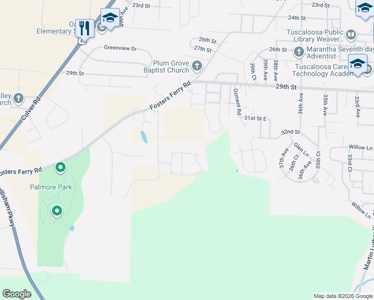map of restaurants, bars, coffee shops, grocery stores, and more near 4452 Tari Street in Tuscaloosa