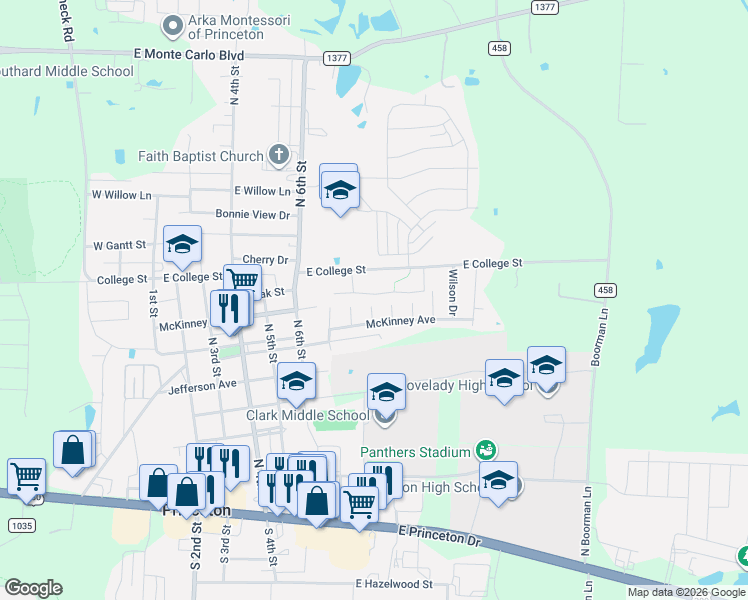 map of restaurants, bars, coffee shops, grocery stores, and more near 819 Parkplace Ridge in Princeton