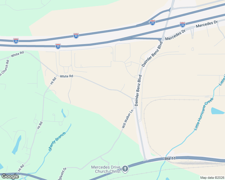 map of restaurants, bars, coffee shops, grocery stores, and more near 17471 White Road in Vance