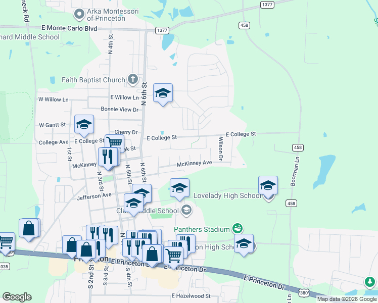 map of restaurants, bars, coffee shops, grocery stores, and more near 833 Parkplace Ridge in Princeton