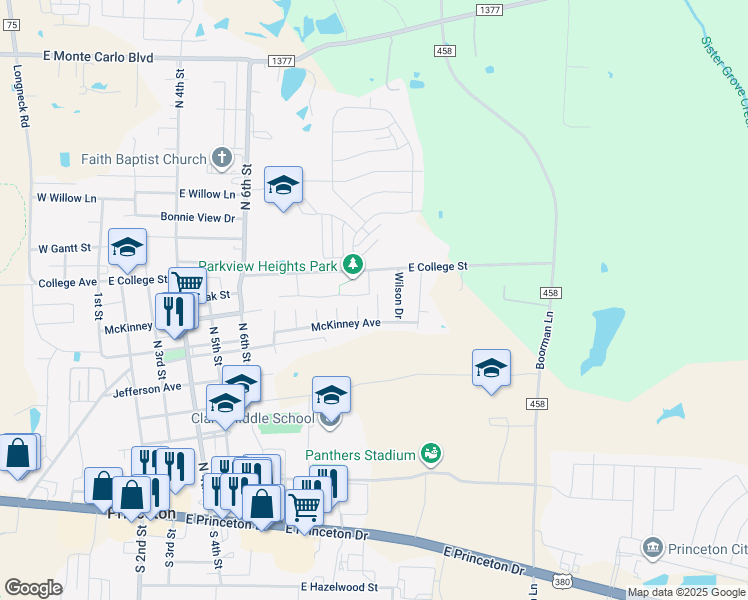 map of restaurants, bars, coffee shops, grocery stores, and more near 931 Parkplace Ridge in Princeton