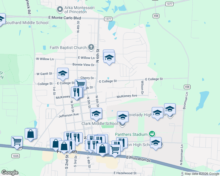 map of restaurants, bars, coffee shops, grocery stores, and more near 705 Parkplace Ridge in Princeton