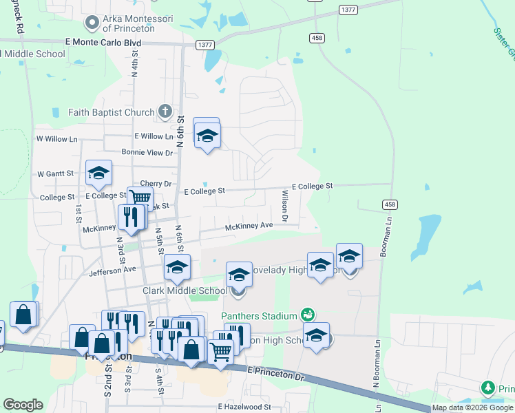 map of restaurants, bars, coffee shops, grocery stores, and more near 917 Parkplace Ridge in Princeton