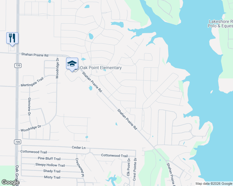 map of restaurants, bars, coffee shops, grocery stores, and more near 9925 Bitterroot Drive in Oak Point