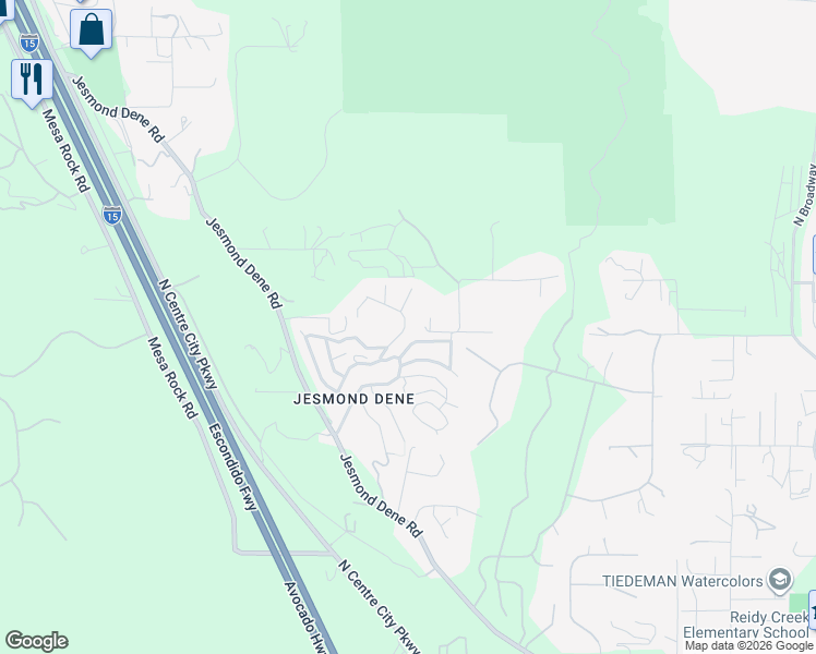 map of restaurants, bars, coffee shops, grocery stores, and more near 10218 Canyon Drive in Escondido