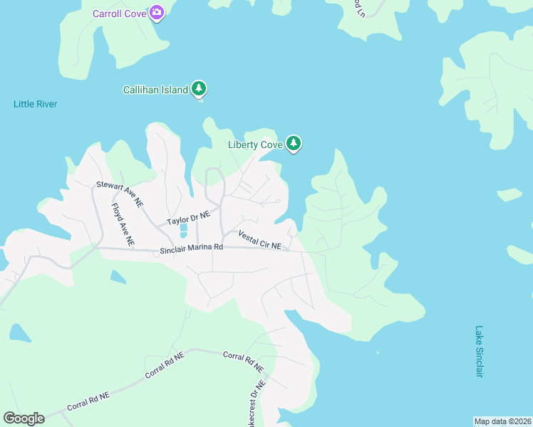map of restaurants, bars, coffee shops, grocery stores, and more near 122 Peaceful Cove Road Northeast in Milledgeville