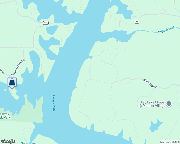 map of restaurants, bars, coffee shops, grocery stores, and more near 351 Boathouse Circle in Sylacauga
