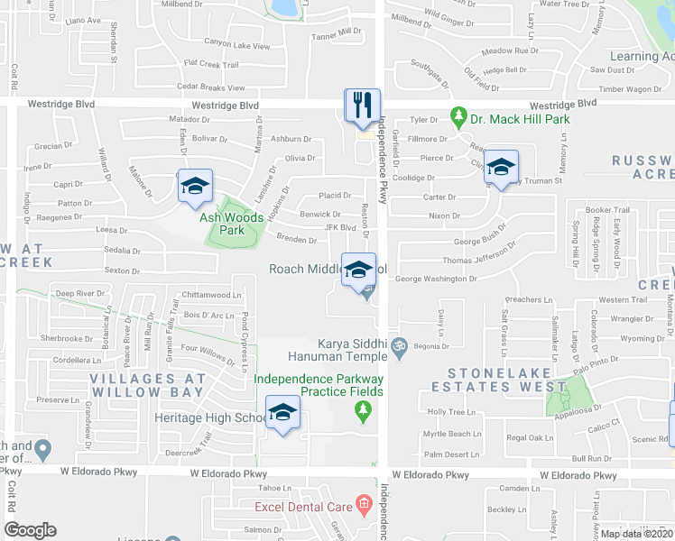 map of restaurants, bars, coffee shops, grocery stores, and more near 10137 Sanden Drive in McKinney