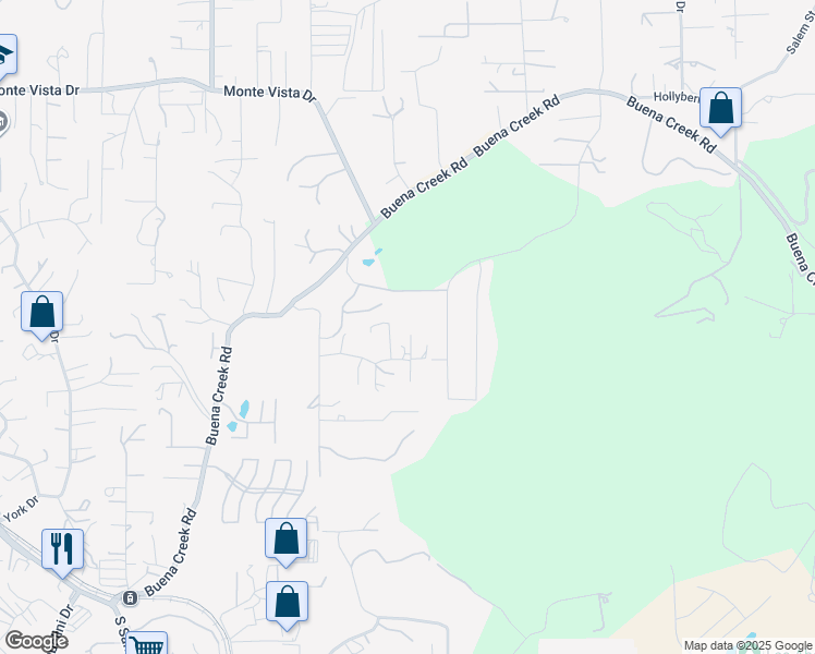 map of restaurants, bars, coffee shops, grocery stores, and more near 2358 Lone Oak Lane in Vista