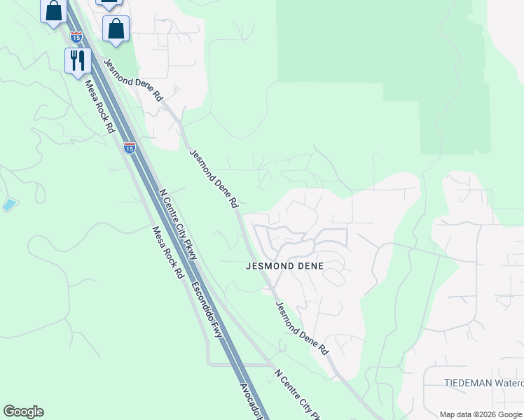 map of restaurants, bars, coffee shops, grocery stores, and more near 25913 Jesmond Dene Road in Escondido