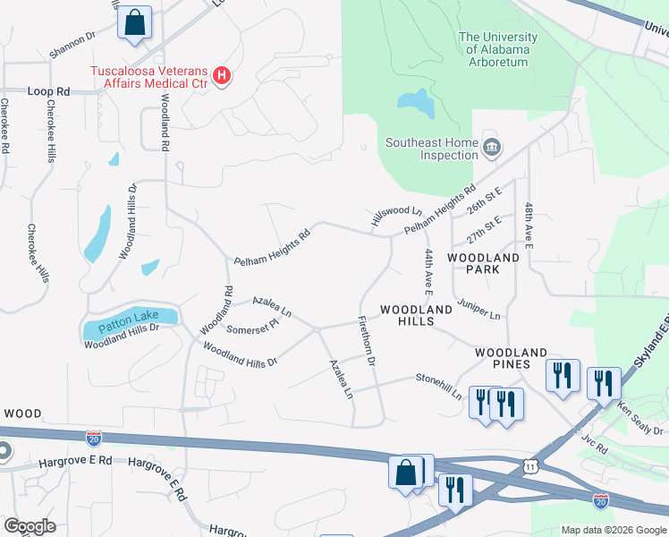 map of restaurants, bars, coffee shops, grocery stores, and more near in Tuscaloosa