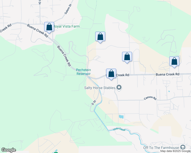 map of restaurants, bars, coffee shops, grocery stores, and more near 3818 Blue Bird Canyon Road in Vista