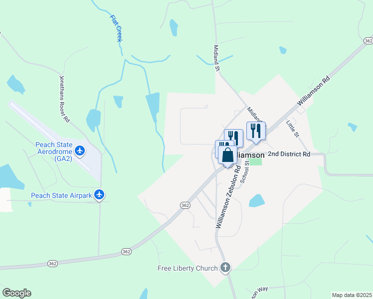 map of restaurants, bars, coffee shops, grocery stores, and more near 127 Williamson Drive in Williamson