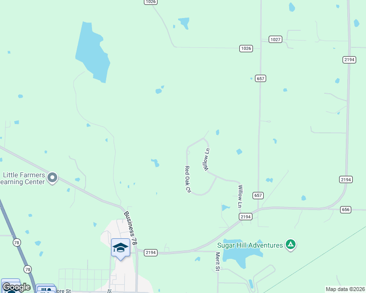 map of restaurants, bars, coffee shops, grocery stores, and more near 1411 Red Oak Circle in Farmersville