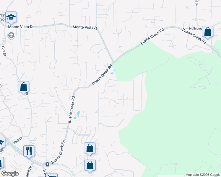 map of restaurants, bars, coffee shops, grocery stores, and more near 1525 Manzanita Hollows in Vista