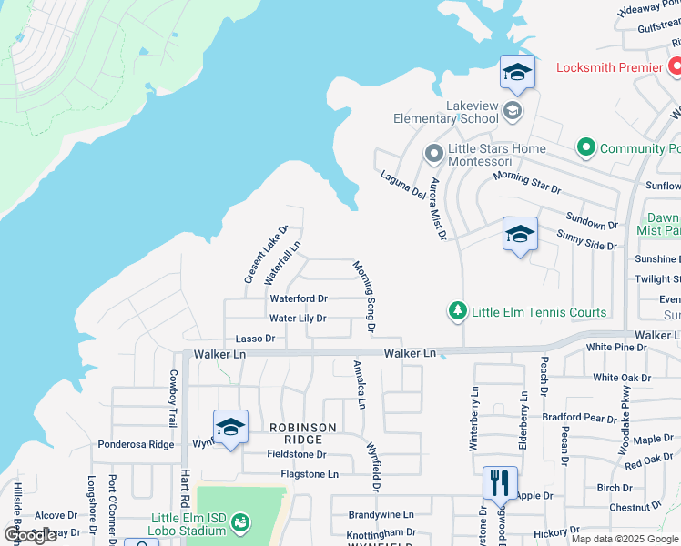map of restaurants, bars, coffee shops, grocery stores, and more near 1441 Puerto Lago Drive in Little Elm
