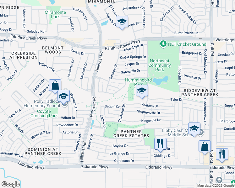 map of restaurants, bars, coffee shops, grocery stores, and more near 12732 Gardendale Drive in Frisco