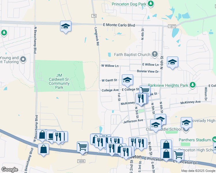 map of restaurants, bars, coffee shops, grocery stores, and more near 914 McLain St in Princeton