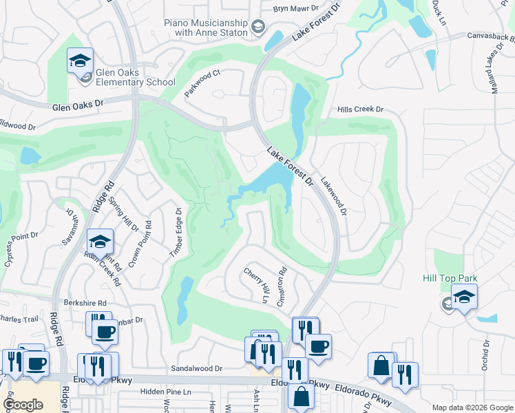 map of restaurants, bars, coffee shops, grocery stores, and more near 2100 Old McGarrah Road in McKinney