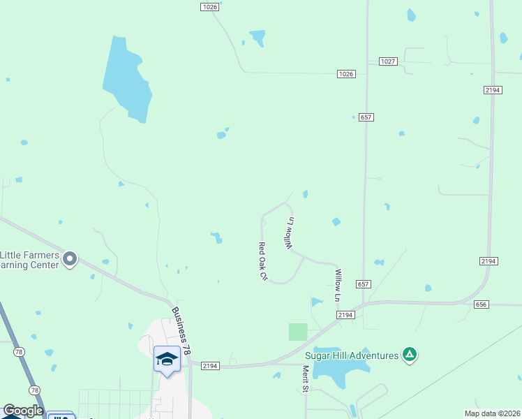 map of restaurants, bars, coffee shops, grocery stores, and more near 1415 Red Oak Circle in Farmersville